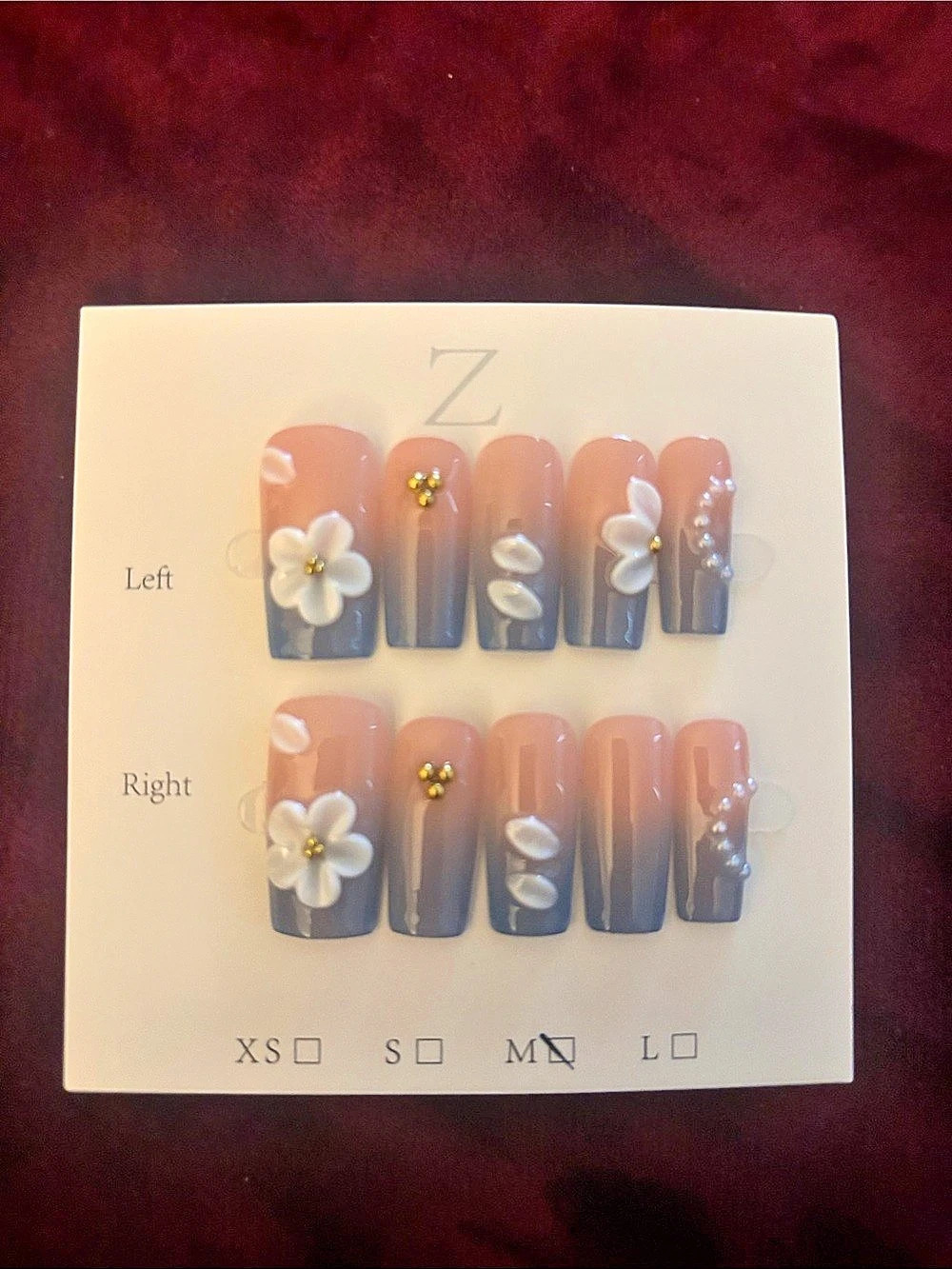 Floral Pink Press-On Nails Medium NWT